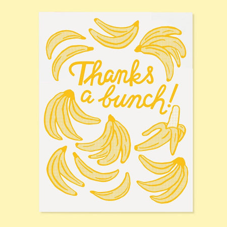card with yellow bananas and 'Thanks a bunch!' text on a white background
