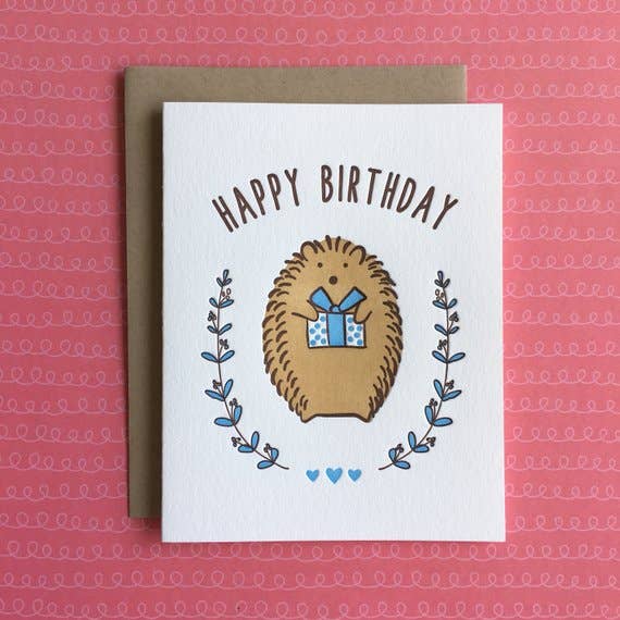 Happy Birthday Hedgehog Card