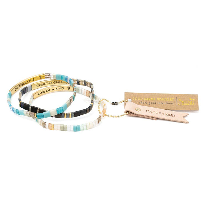 Good Karma Miyuki Bracelet | Just Breathe - Tonal Turq/Gold
