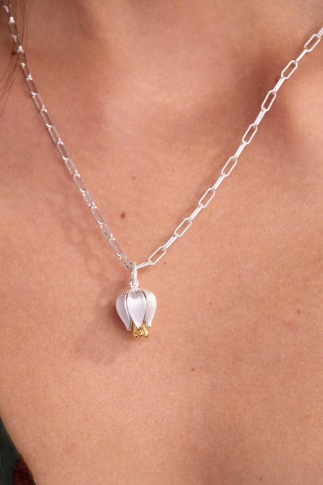 Elegant Silver Tulip Necklace