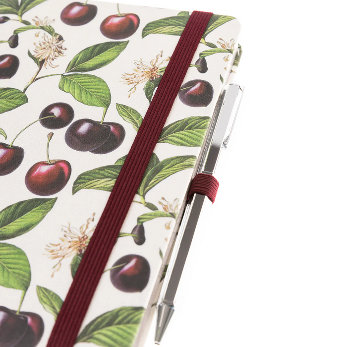 La Petite Presse Collection Cerise Fabric-Covered Cherry Journal with Pen