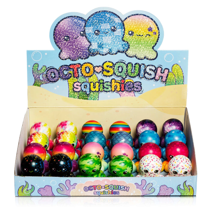 Box of octo Squish Squishies with colorful squishy toys inside