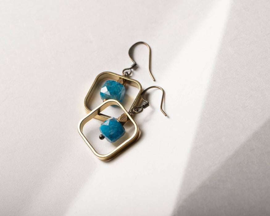 Apatite Cube Square Earrings