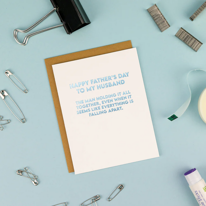 Happy Father's Day to my Husband (Man Holding It All Together) - Father's Day Card