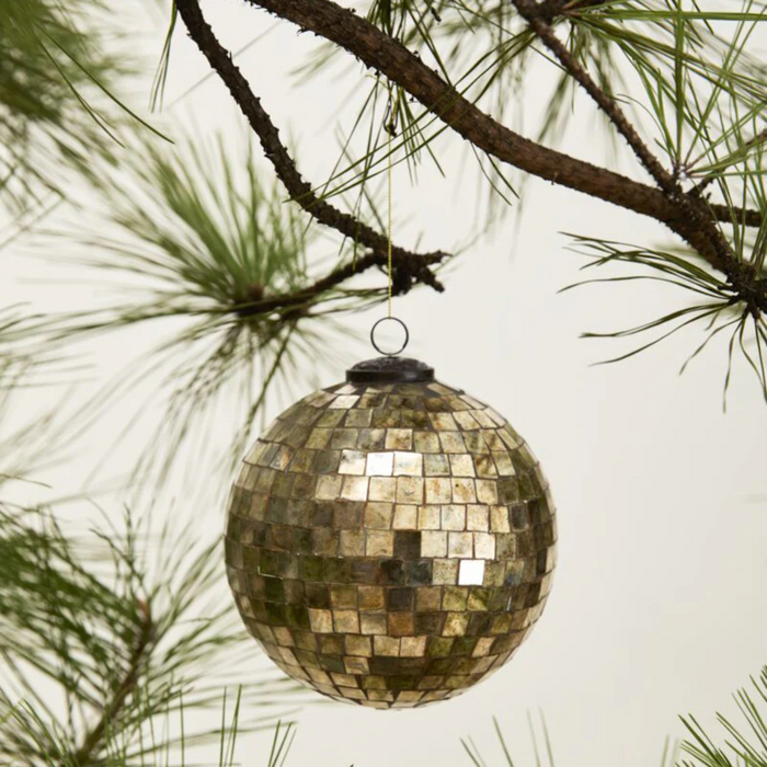 Antiqued Disco Ball Ornament 4"