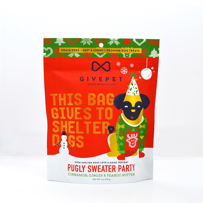 Pugly Sweater Party Soft Chewy Training Treats - 6oz Bag