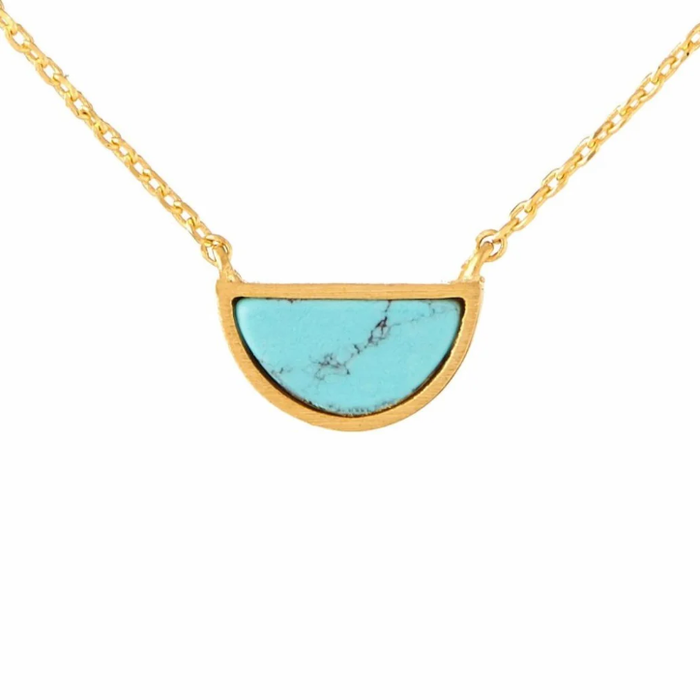 Gold and Turquoise Half Circle Necklace