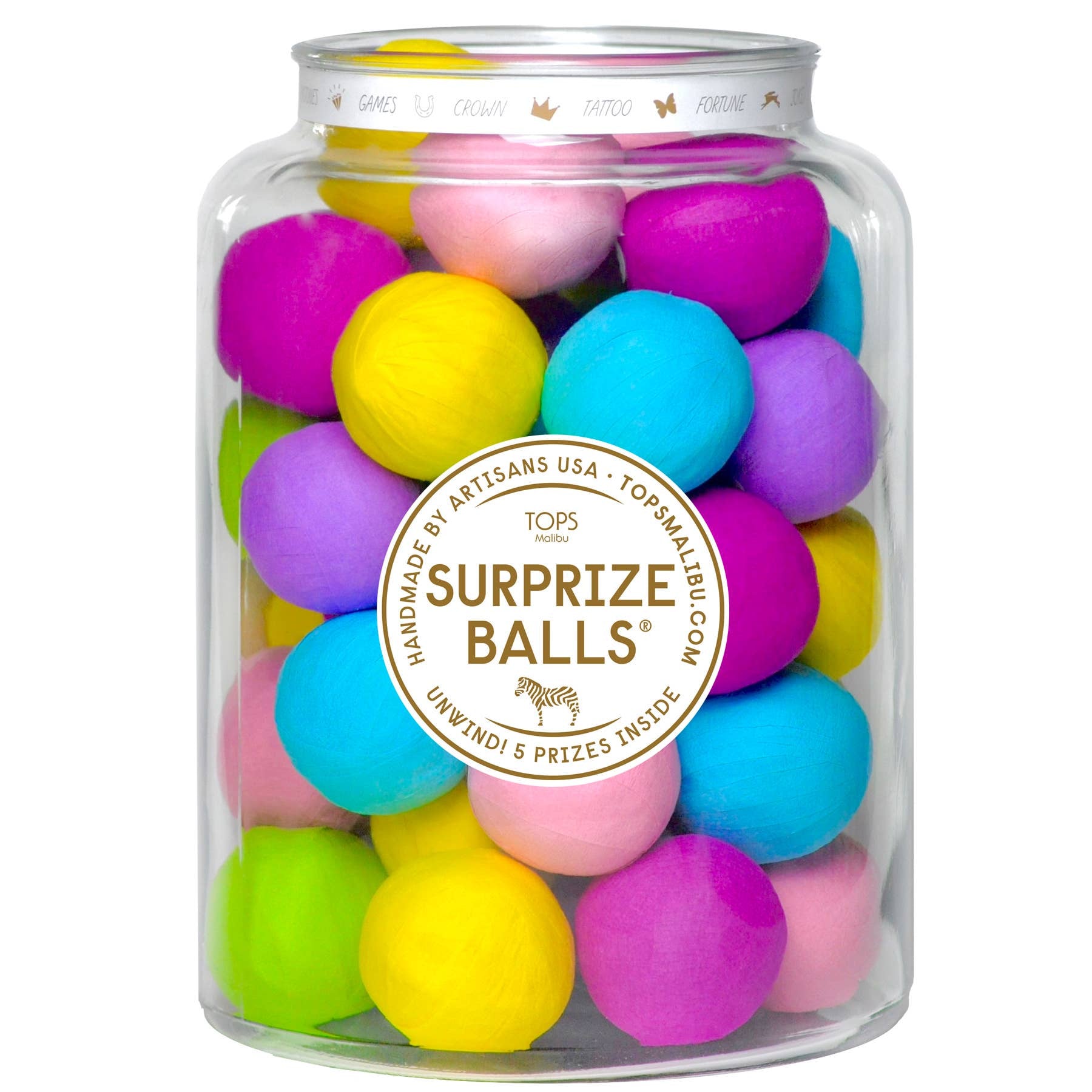 Colorful surprise balls wit mystery prizes