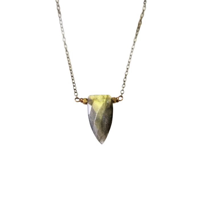 Labradorite Shield Stone Pendant Necklace