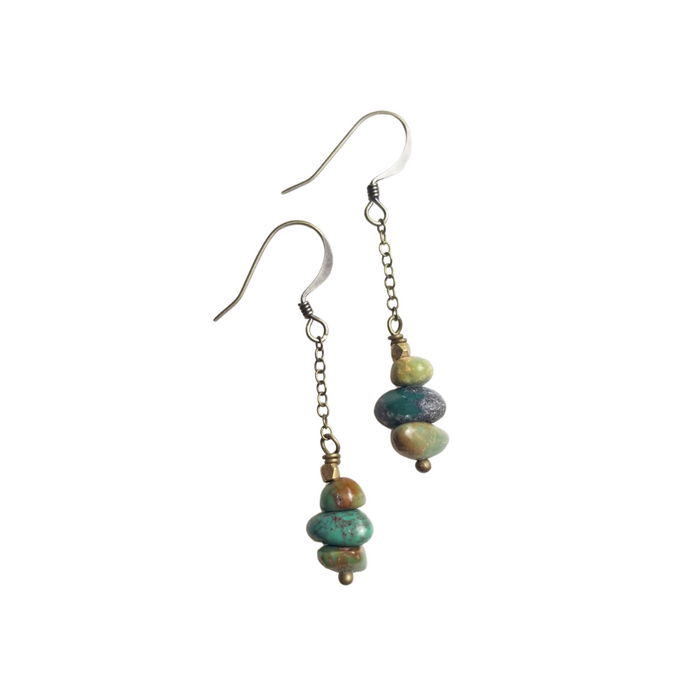 Turquoise Pebble Chain Earrings