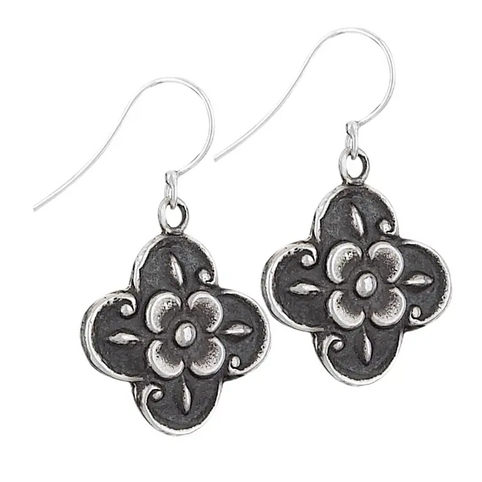 Black Petunia Oxidized Sterling Silver Flower Earring