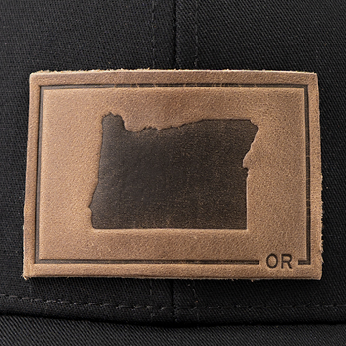 Oregon Silhouette Hat | Leather Patch Trucker Hat