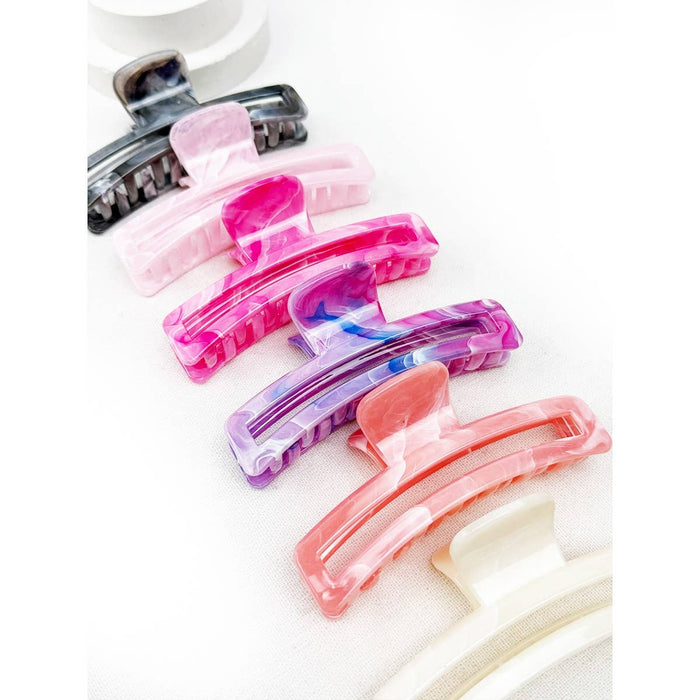 Marbled Minimal Rectangle Hair Claw Clip
