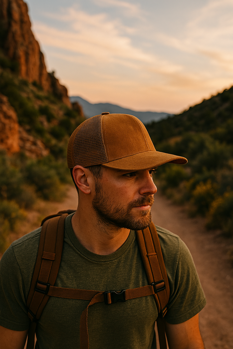 PNW Leather Patch Trucker Hat With Arrows