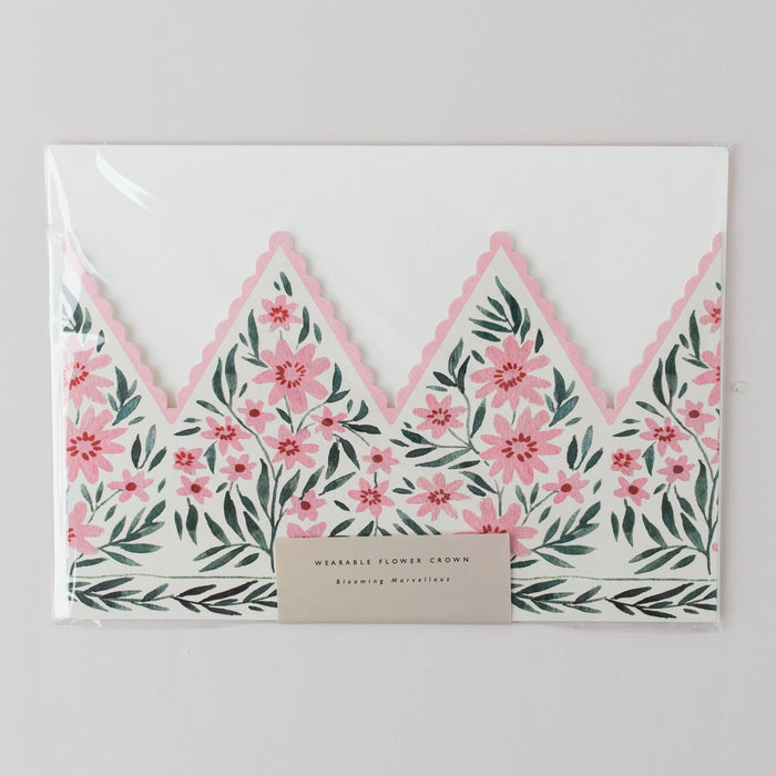 BOTANICAL PARTY HAT CROWN CARD PINK COSMOS