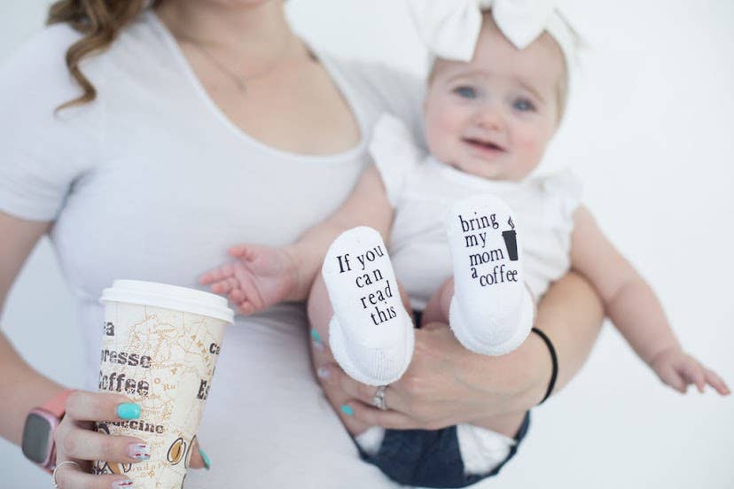 Bring My Mom a Coffee Baby Socks