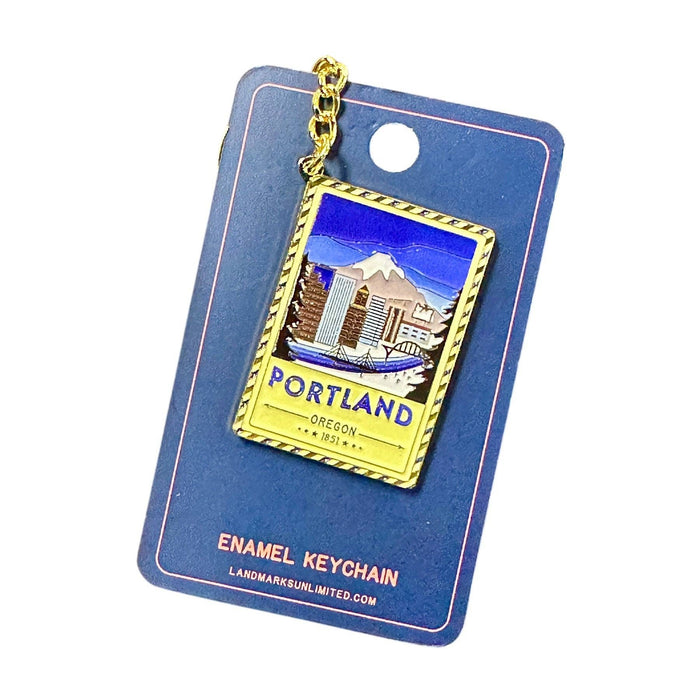 Portland Oregon - Enamel Postcard Keychain