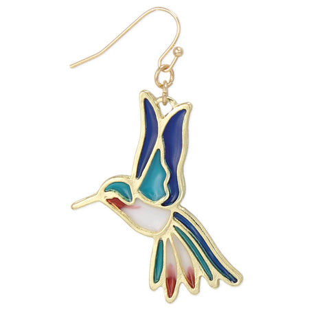 Hummingbird-shaped earring on a white background