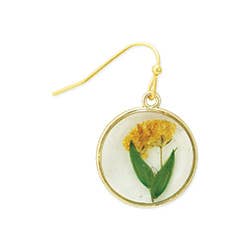 Cottage Yellow Green Dried Flower Round Earrings