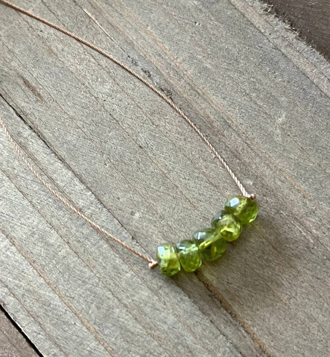 Peridot Faceted Rondelle Bar Necklace