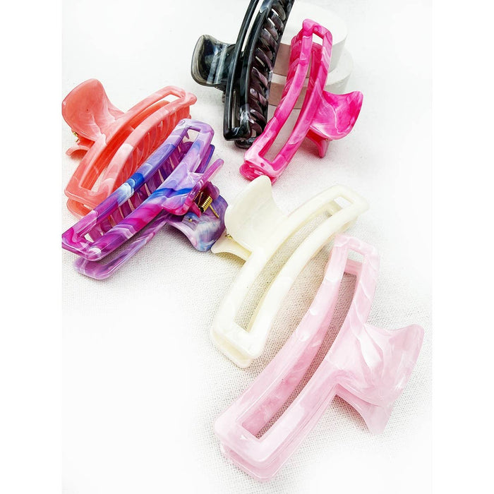 Marbled Minimal Rectangle Hair Claw Clip