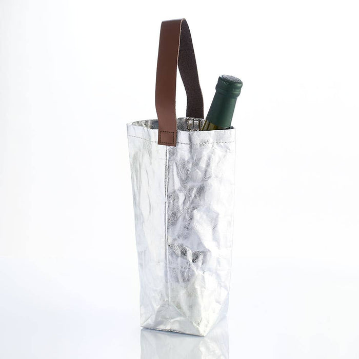 Silver Reusable Wine Tote Bag