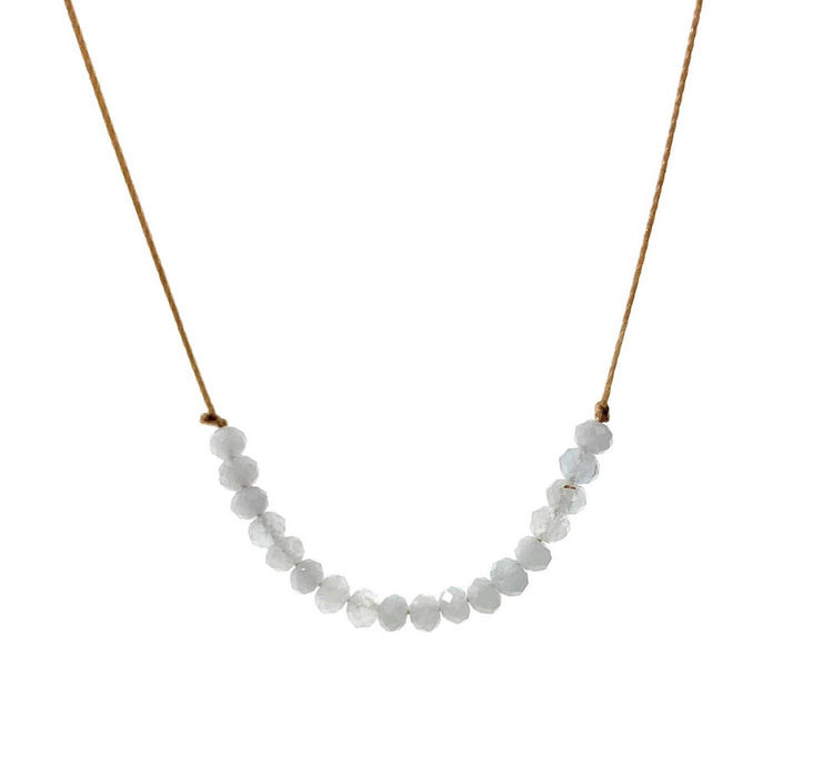 Aquamarine Tiny Gemstone Bar Necklace