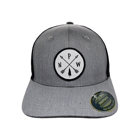 Gray cap with black visor and NW logo on a white background