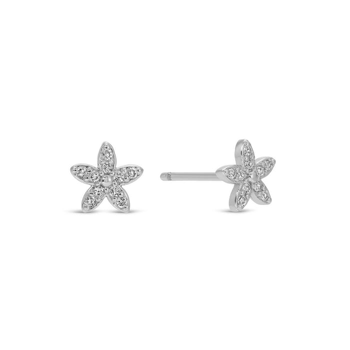 Pave Flower Studs On Velvet Gift Tag