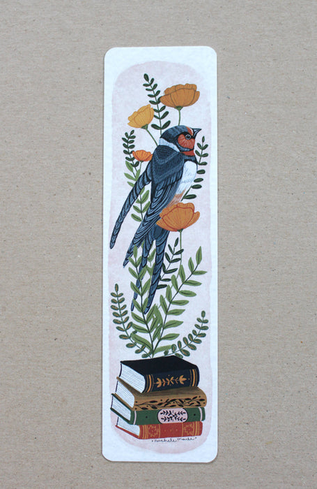Bookmark - Barn Swallow with Books