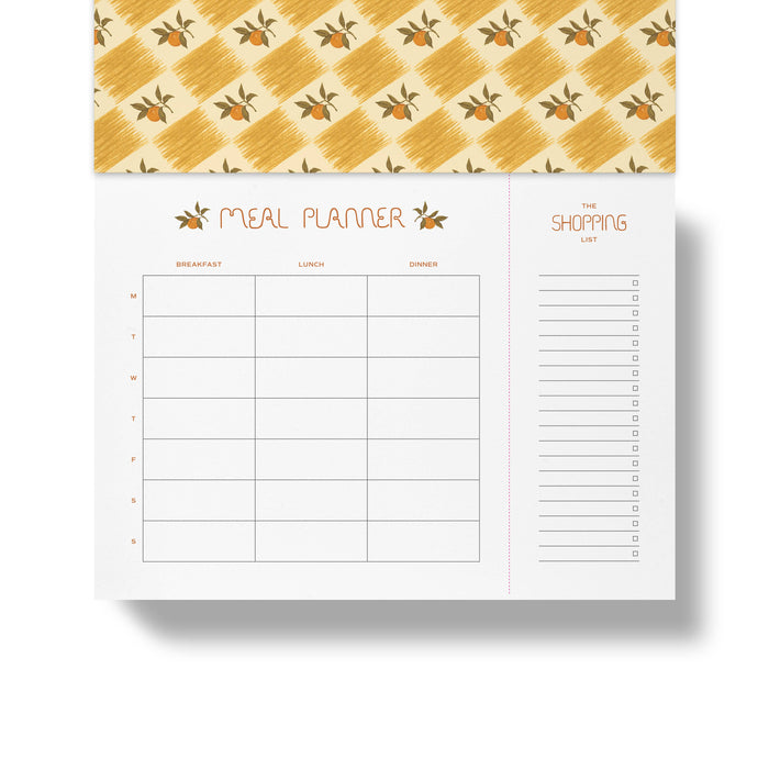 Undated Weekly Meal Planner & Grocery List - Orange Check