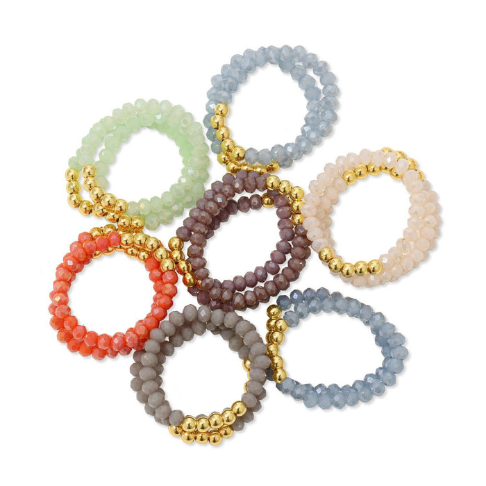 Stretch Crystal Rings With Bead Accents