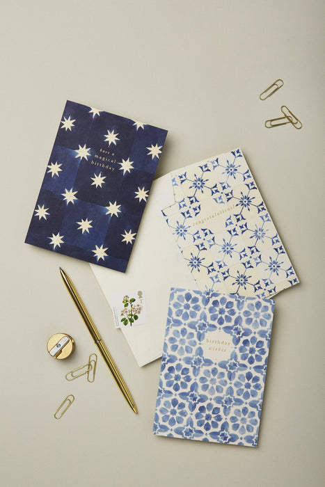 Blue Tile 'Birthday Wishes' Card