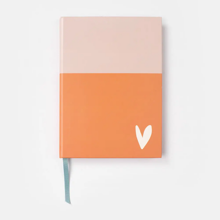 Orange Pale Pink Colour Block Small Casebound Notebook