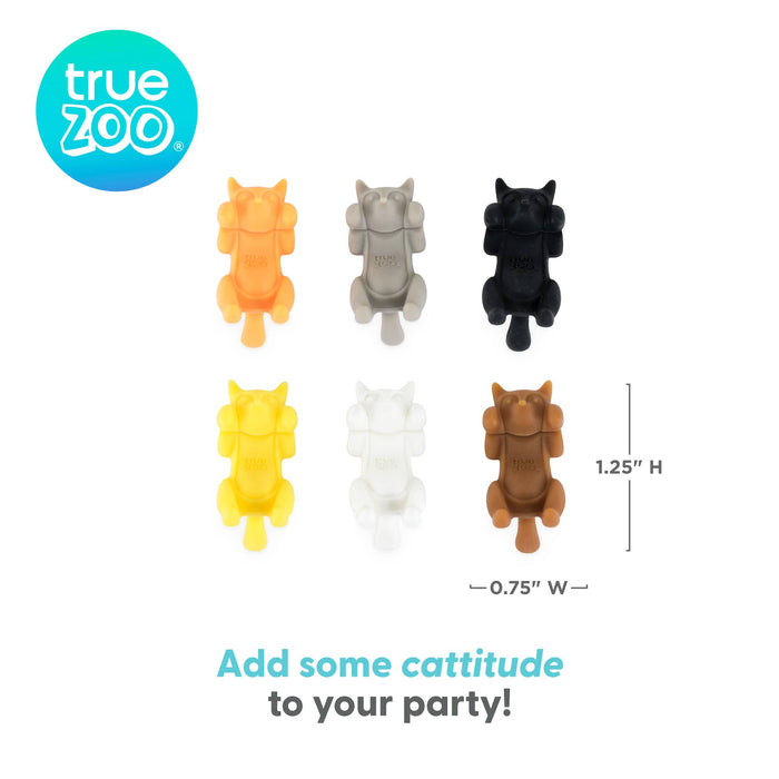 TrueZoo Paws Off™ Silicone Cat Beverage Markers - Set of 6