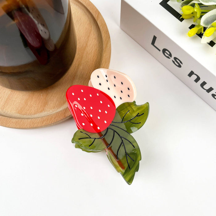 Two Strawberry Claw Clip, Fruit Hair Clip