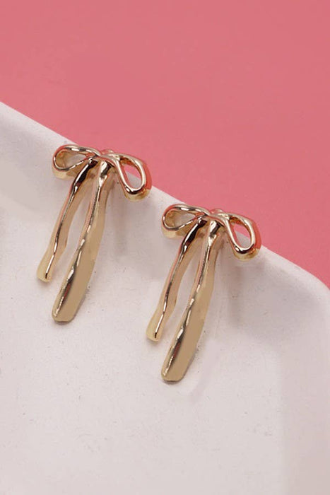 Authentic Long Bow Ribbon Stud Earring