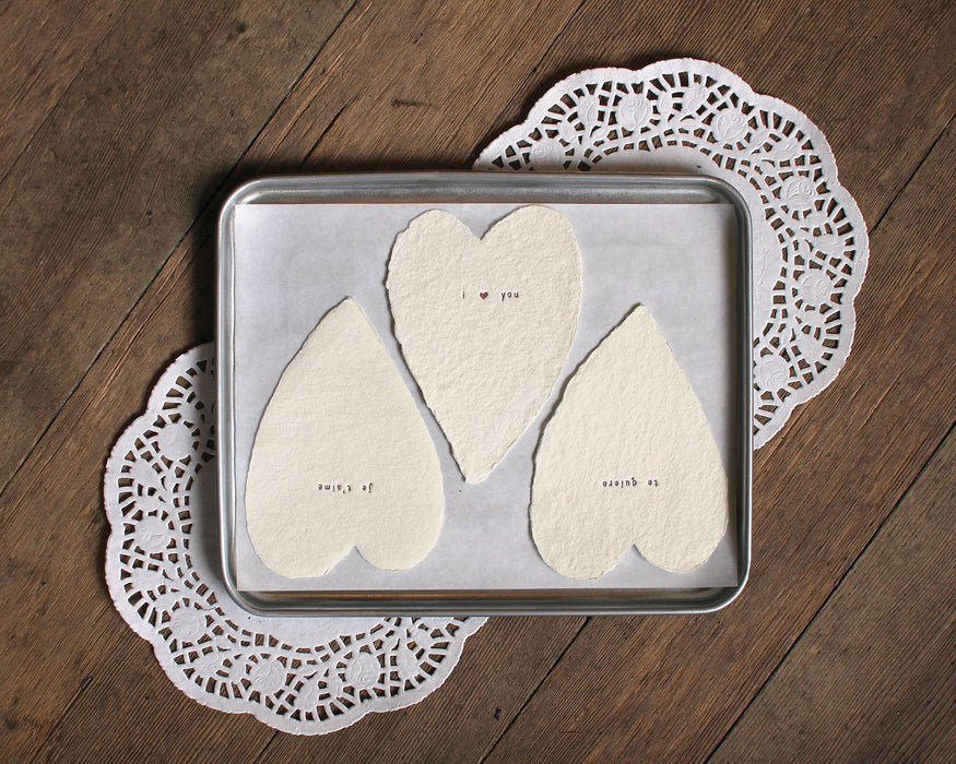 I Love You Greeted Heart Handmade Paper Letterpress Card