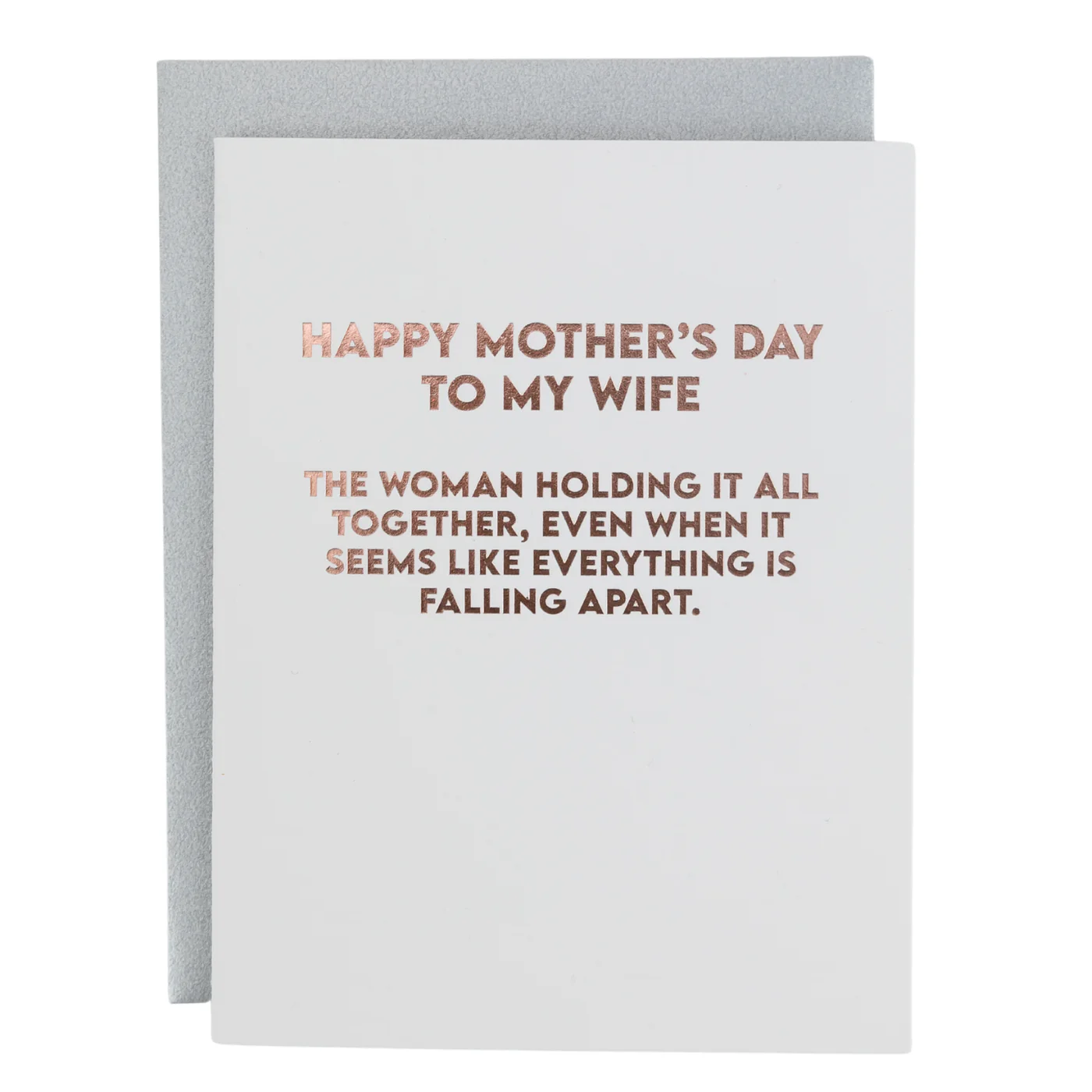 Greeting card with text for Mother's Day to a wife on a white background