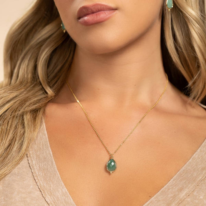 Teardrop Stone Pendant Necklace