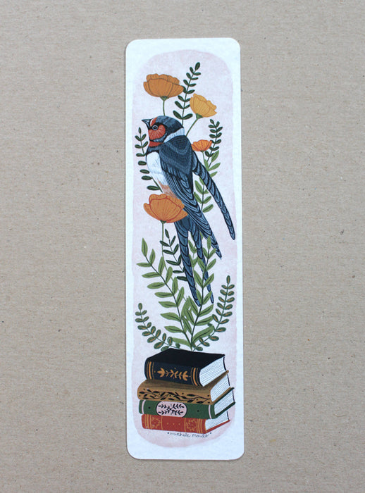 Bookmark - Barn Swallow with Books