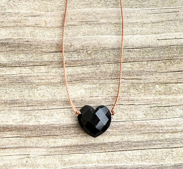 Black Onyx Heart Cord Necklace