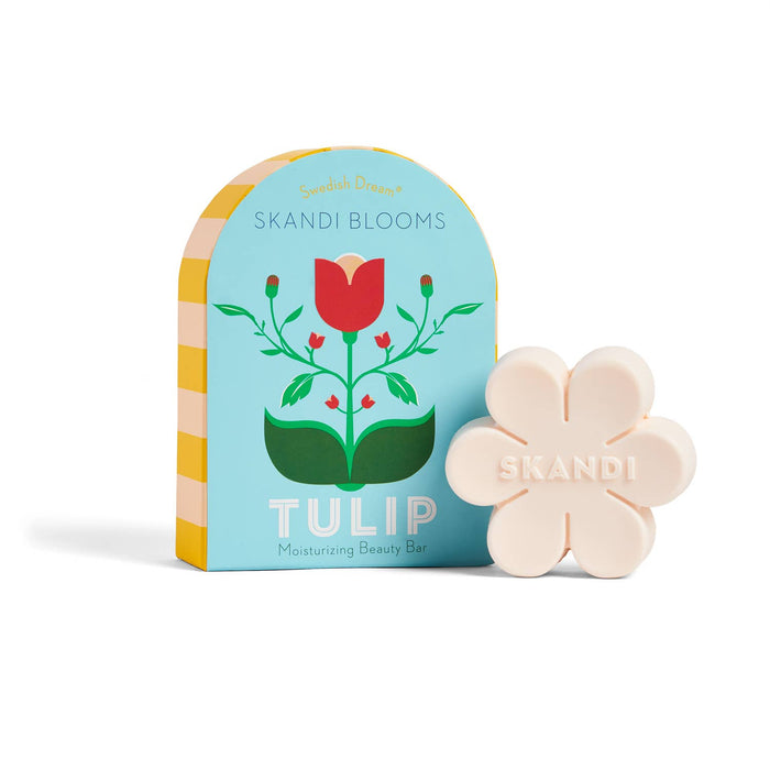 Skandi Blooms Tulip soap bar with packaging on a white background
