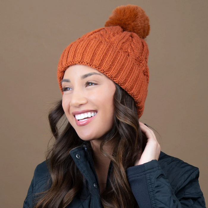 Sierra Cable Knit Pom Beanie