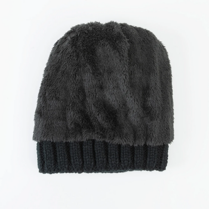 Winter Sierra Black Cable Knit Pom Beanie