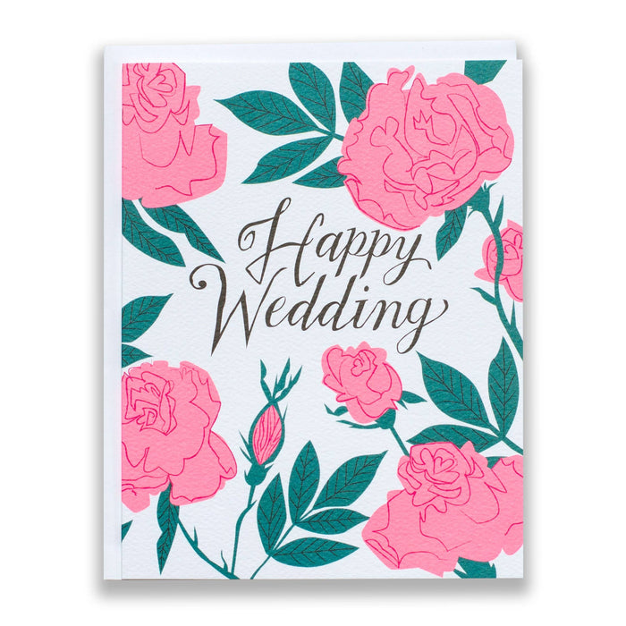 Pastel Neon Roses Wedding Note Card