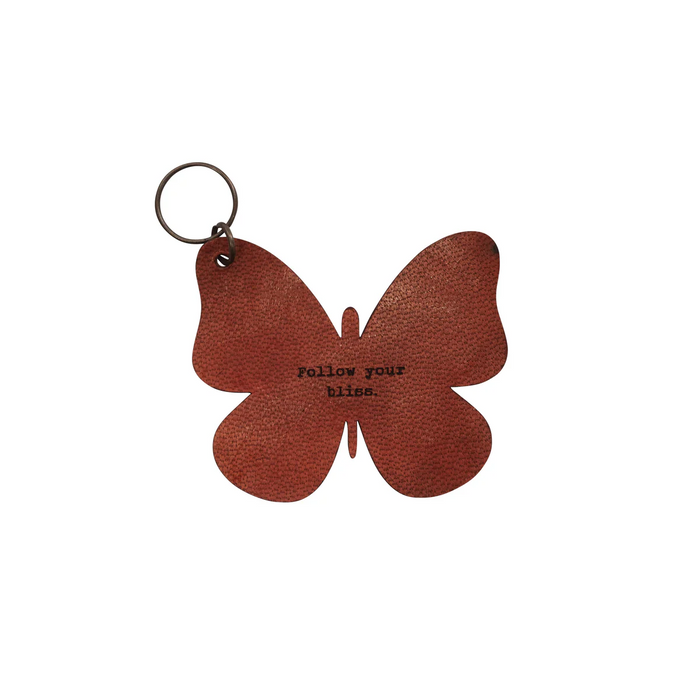 Leather Butterfly Keychain - Assorted Quotes