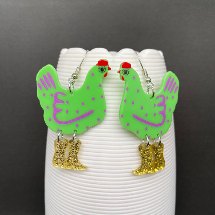 Acrylic Cock Dangle Earrings - YK