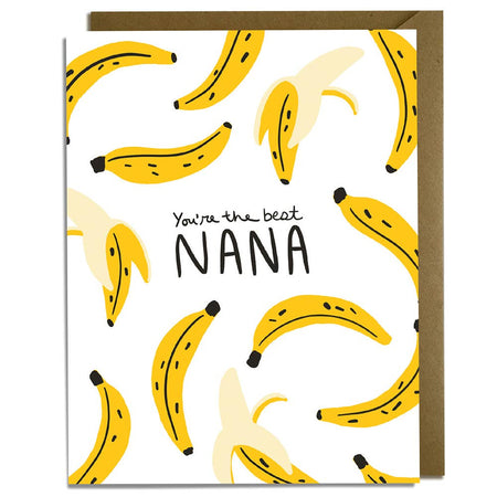 Greeting card with banana pattern and 'You're the best Nana' text