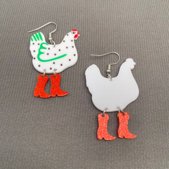 Acrylic Cock Dangle Earrings - YK